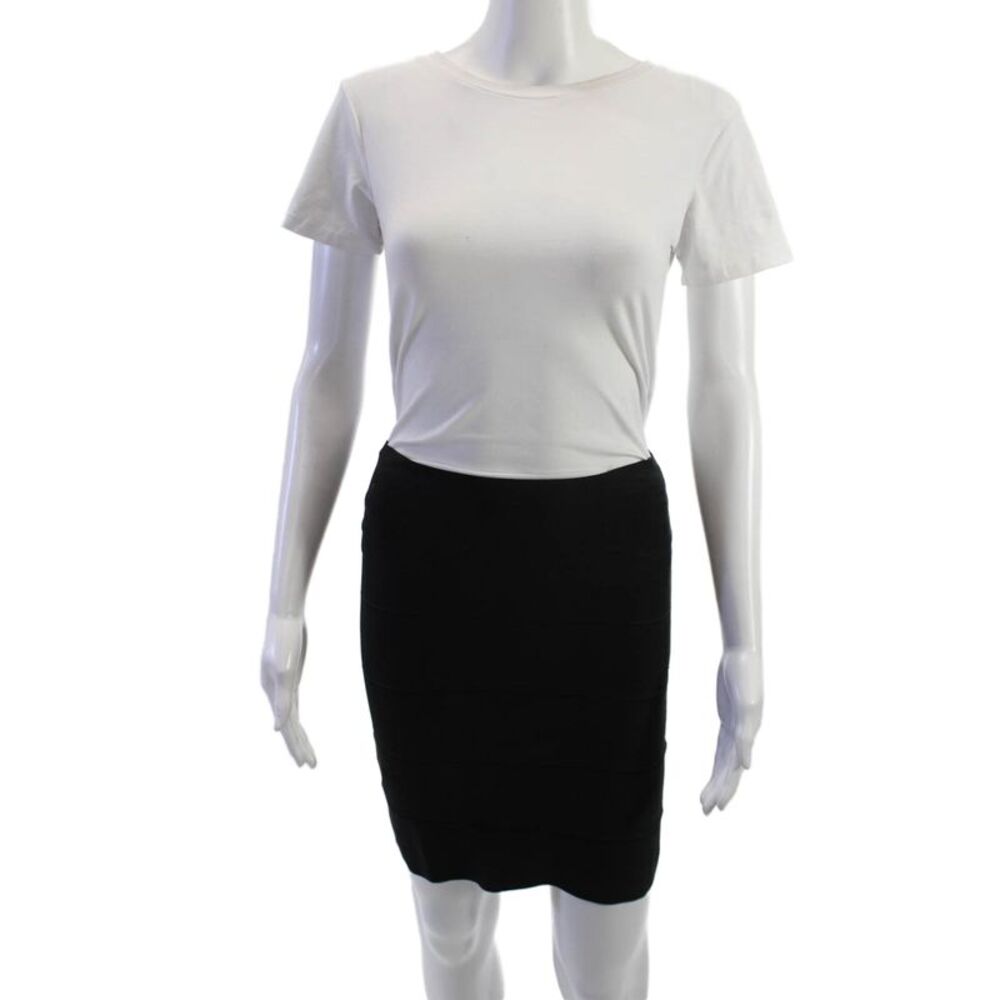 BCBGMAXAZRIA Womens Bandage Pencil Skirt Black Short Size XS